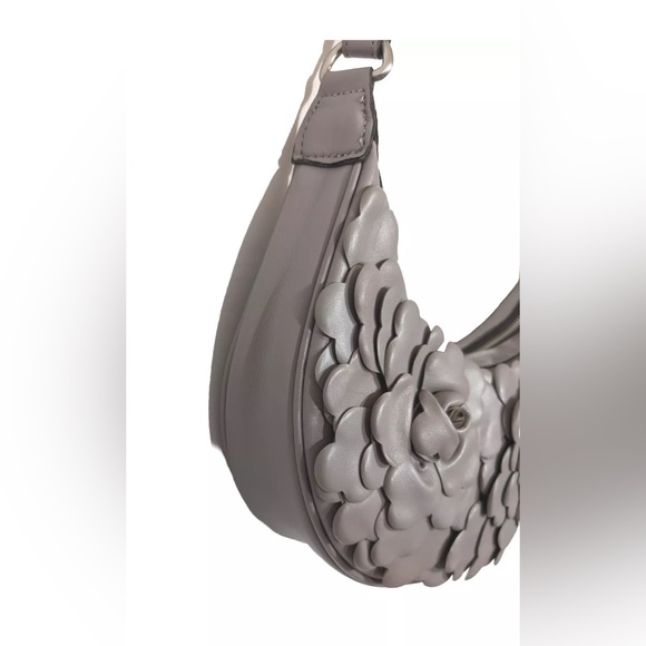 Patricia Nash Coley Floral Leather Crescent-Shaped Shoulder Hobo Bag-Stone-NWT - Picture 5 of 7